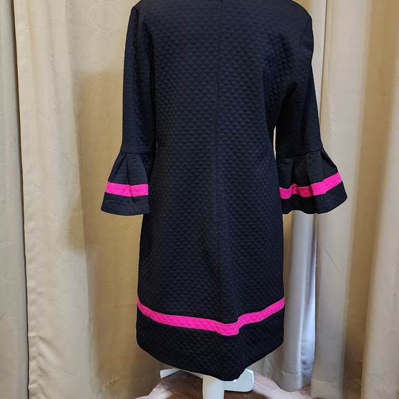 Eliza J Navy Dress with Pink Accents And Belle Sleeves - Picture 3 of 4